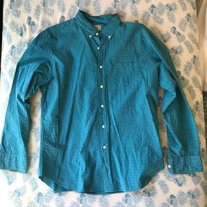 J Crew Blue Checkered Dress Shirt